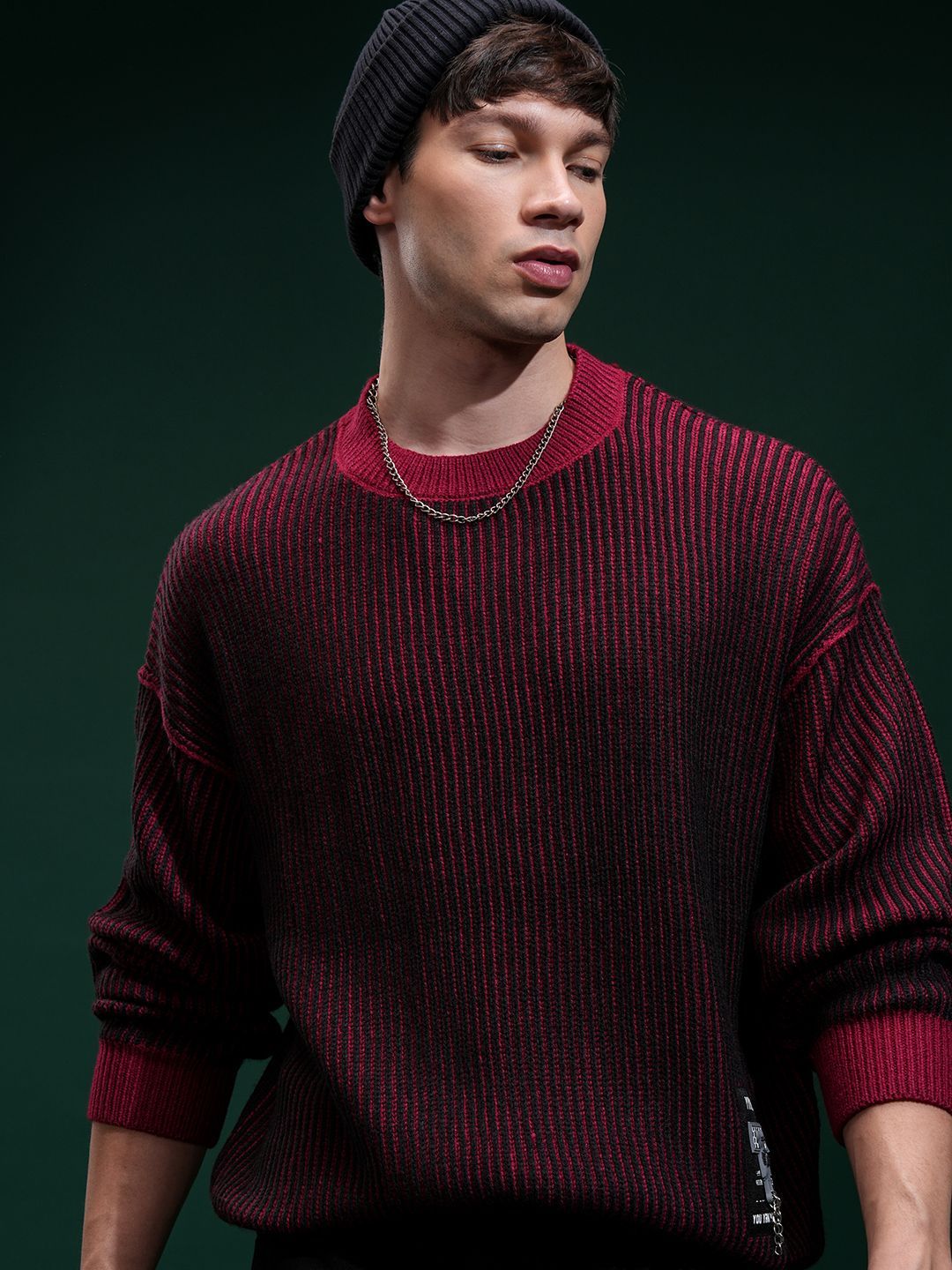 HIGHLANDER Men Self Design Round Neck Pullover-picture-12