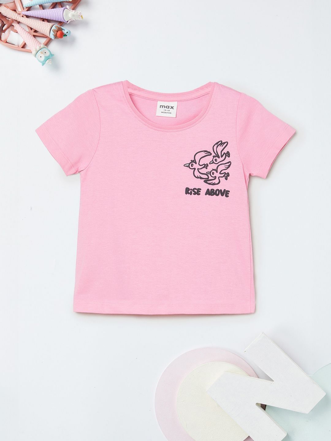 max Girls Printed V-Neck T-shirt-picture-41