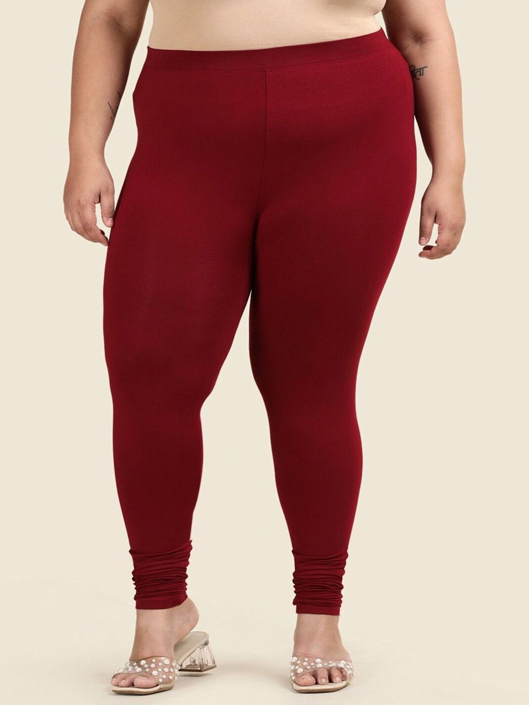 TWIN BIRDS Plus Size Women Super Stretch Viscose Churidar Length Leggings-image-2