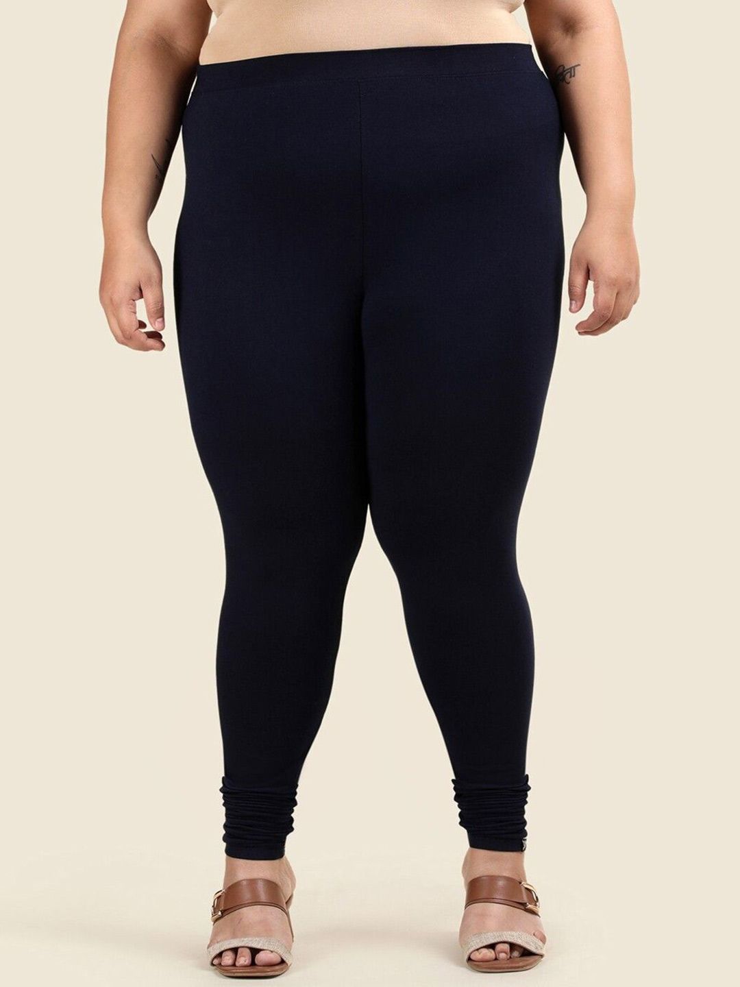 TWIN BIRDS Plus Size Women Super Stretch Churidar Length Leggings-image-37