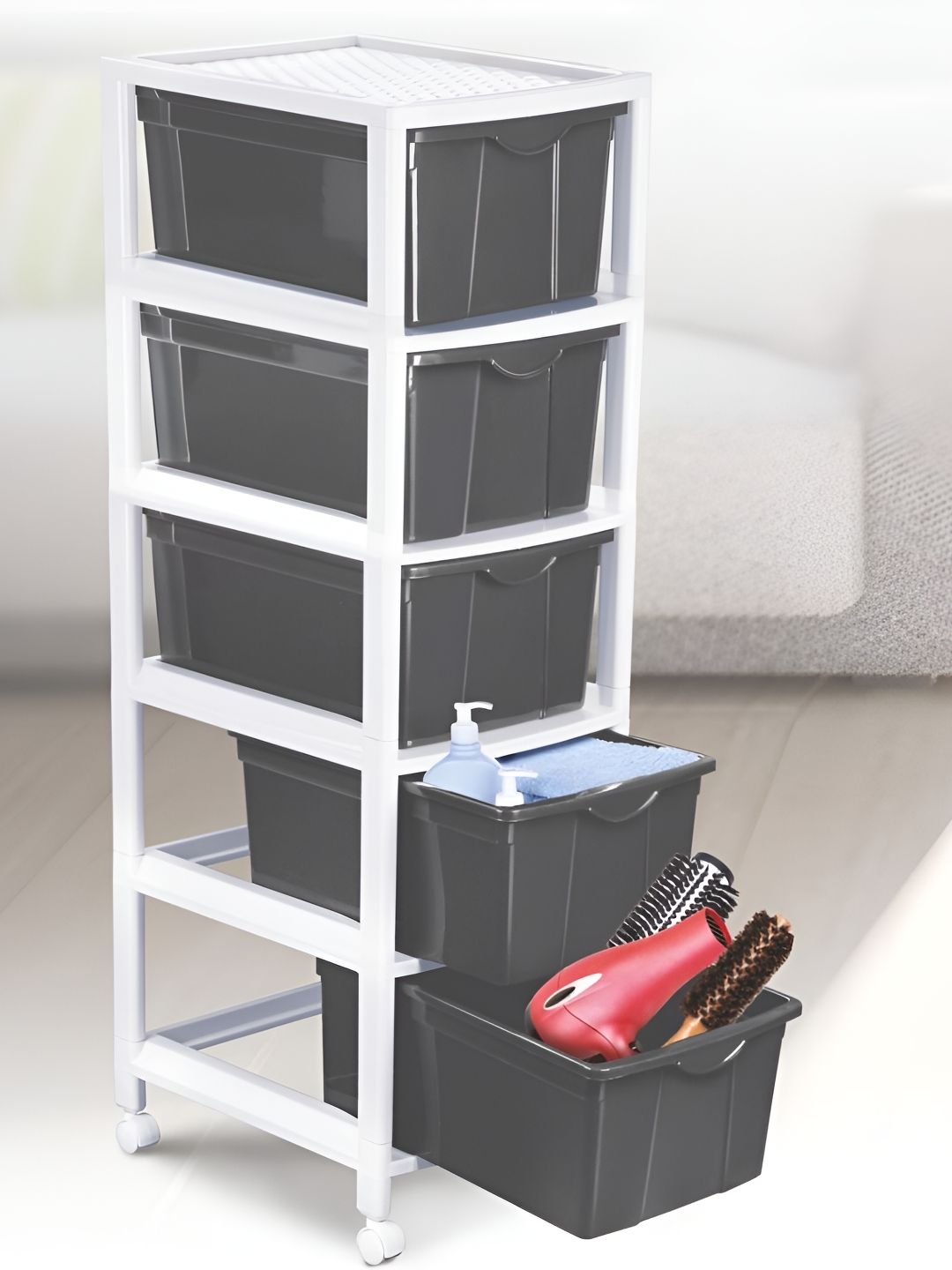 Nayasa Grey & White 5 Drawer Multi-Utility Organiser-picture-38