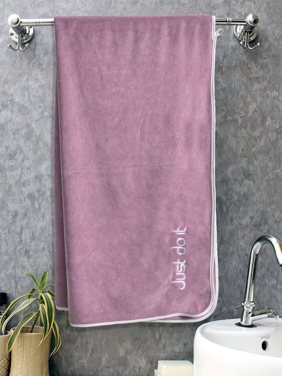 FABINALIV Pink & White Printed Cotton 300 GSM Bath Towel-image-9