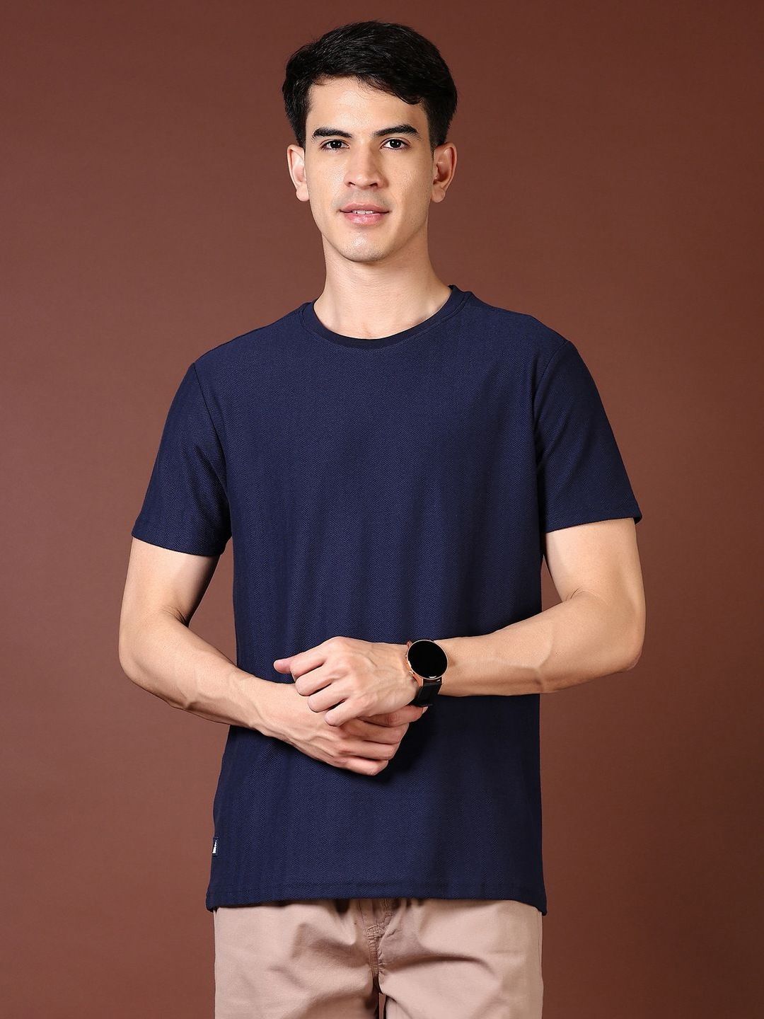 V-Mart Men Solid Round Neck Cotton T-shirt-picture-39