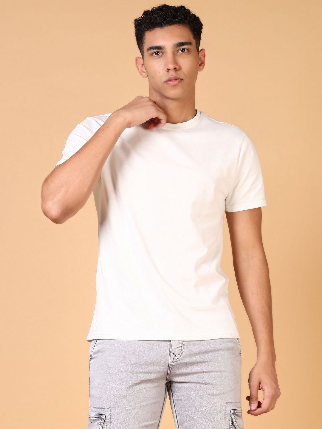 V-Mart Men Solid Round Neck Cotton T-shirt-picture-24