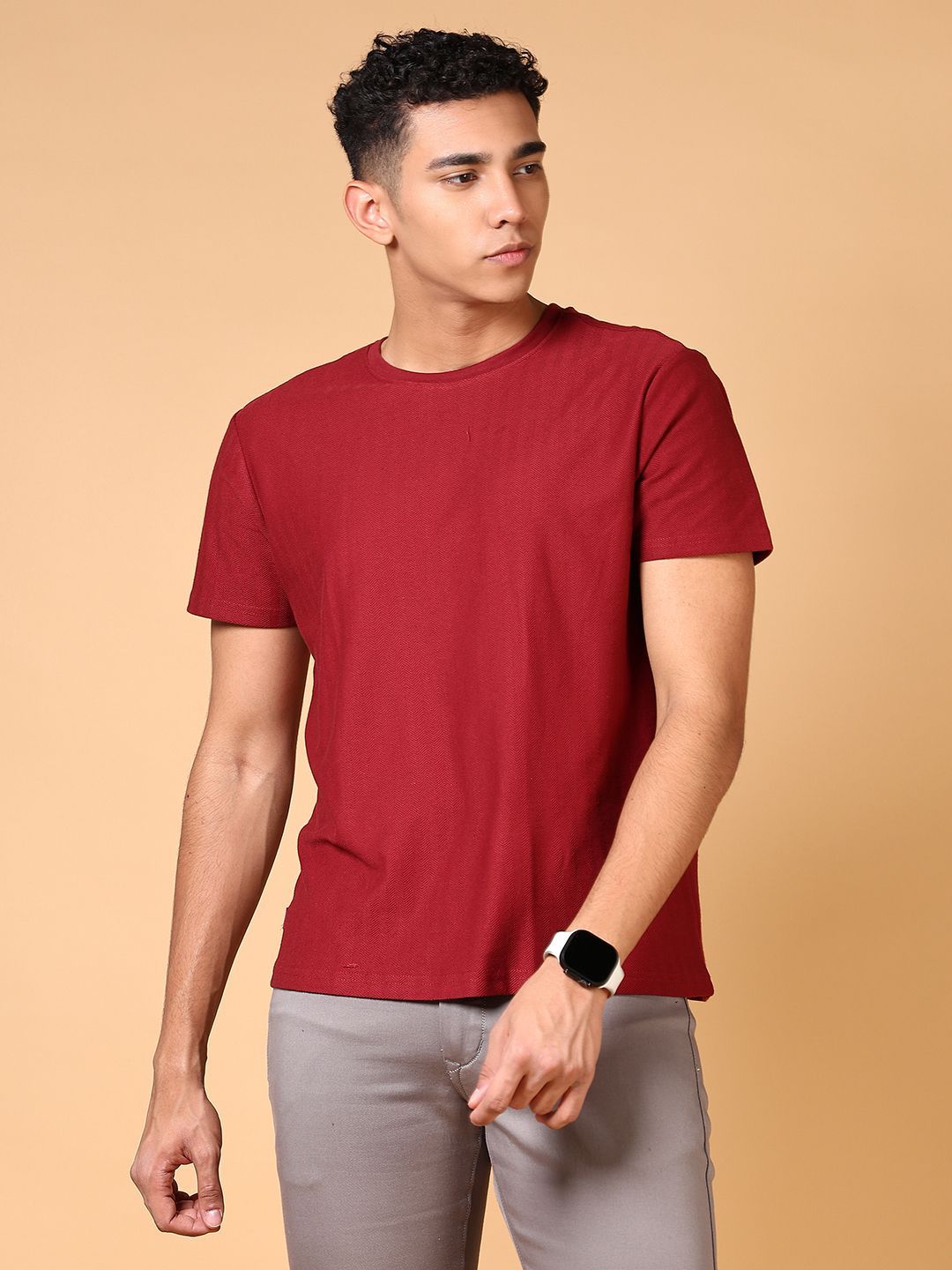 V-Mart Men Solid Round Neck Cotton T-shirt-picture-38