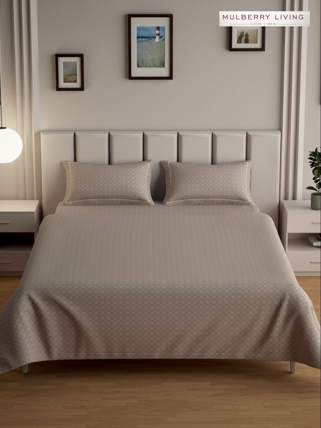 Mulberry Living Camel Brown Printed 300 TC Cotton King Bedsheet Set 2.74 m x 2.74 m-picture-40