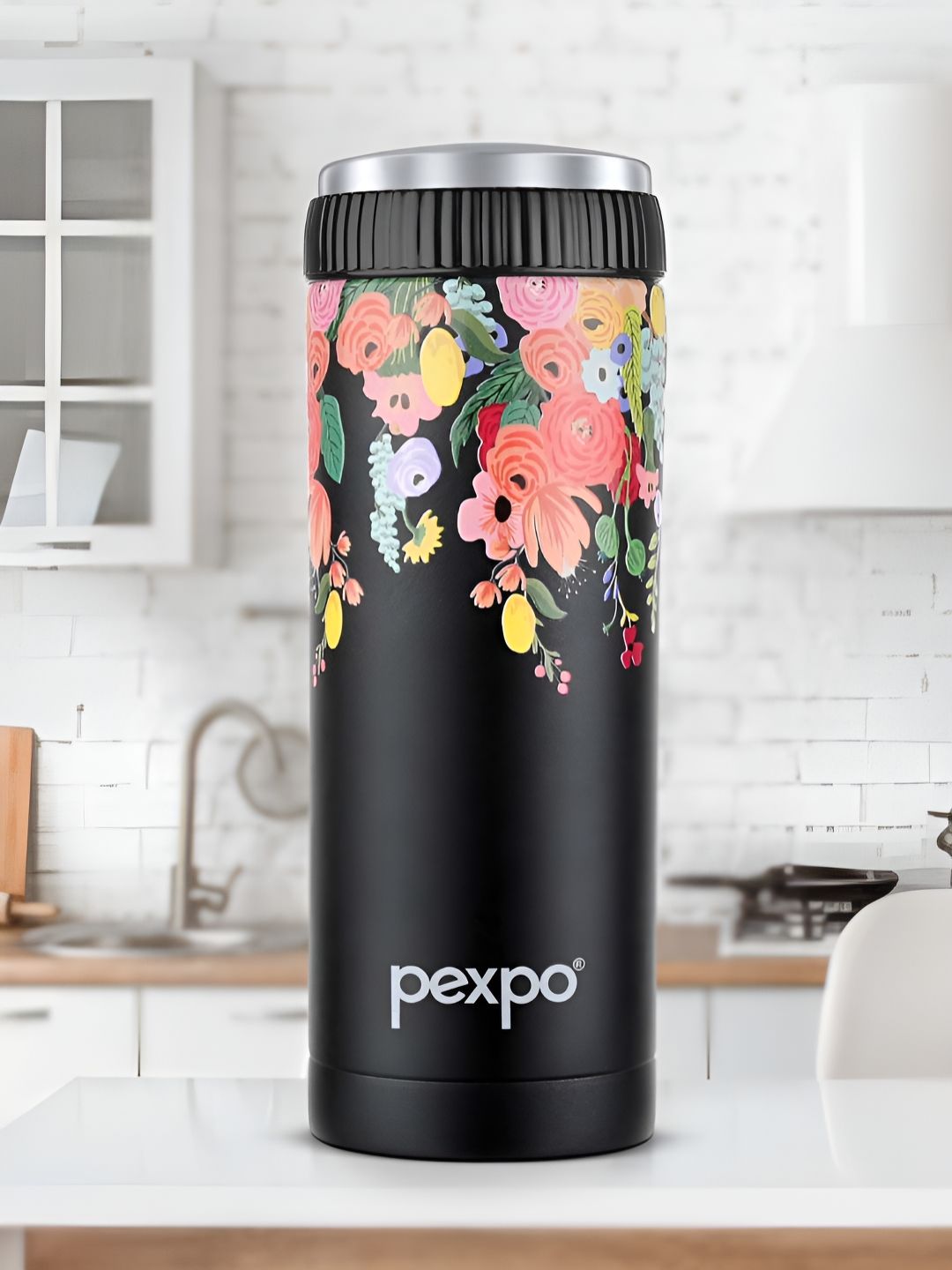 Pexpo Black Single Stainless Steel Double Wall Vacuum Water Bottle