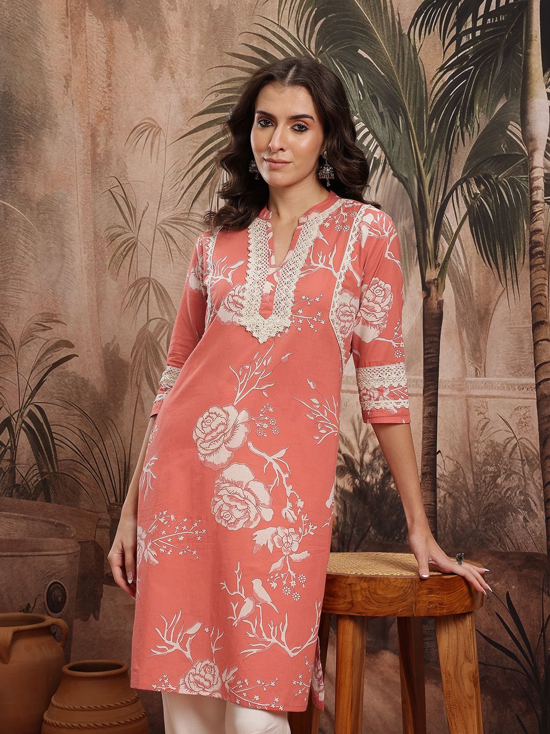 Sangria Cotton Floral Print Straight Kurta-picture-25
