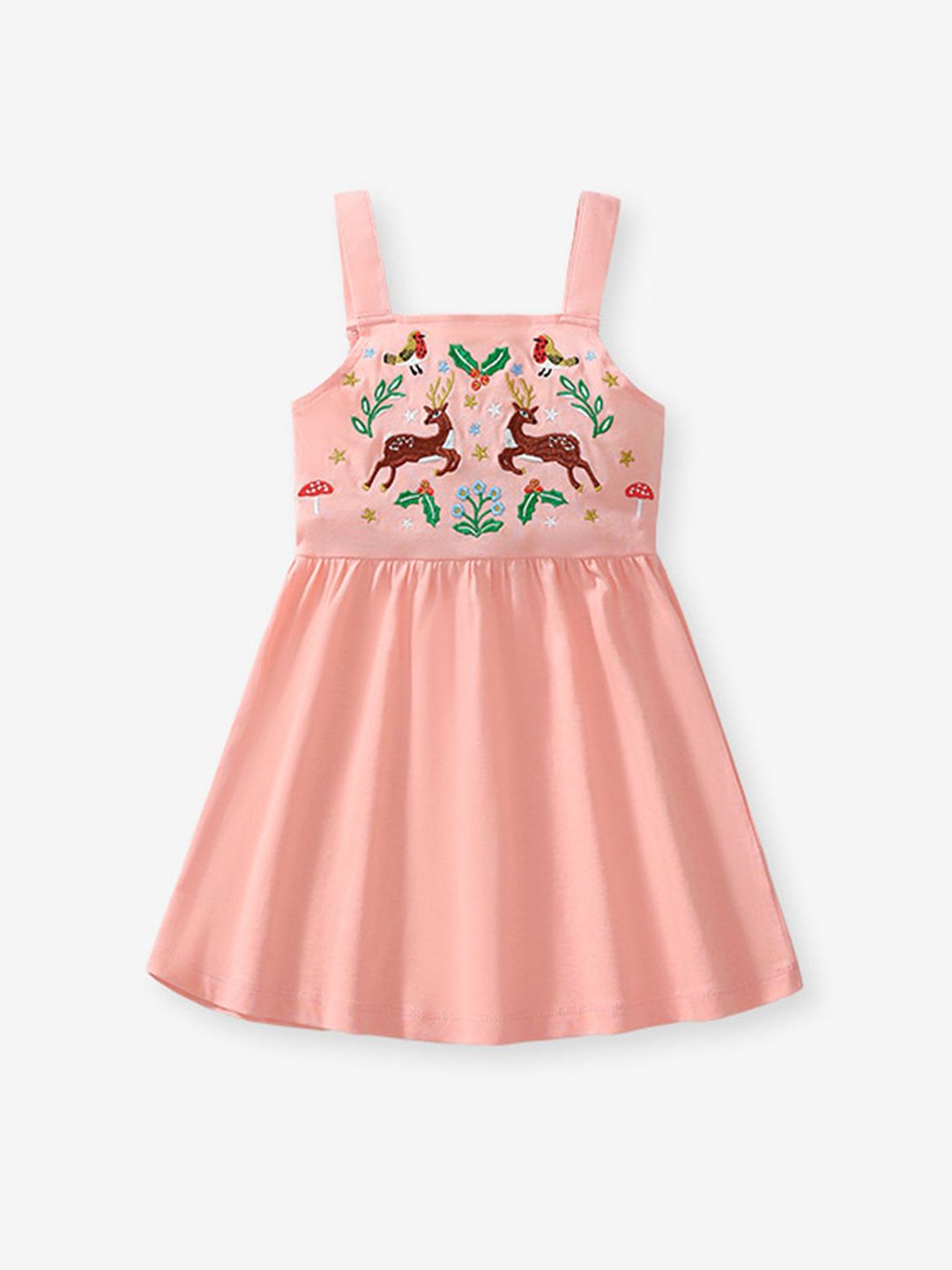 LULU & SKY Girls Embroidered Pure Cotton Fit & Flare Dress-picture-27