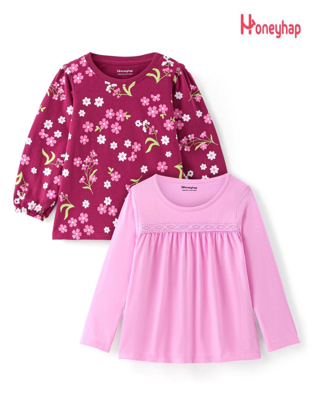 Honeyhap Girls Floral 2 Printed Pockets T-shirt-picture-57