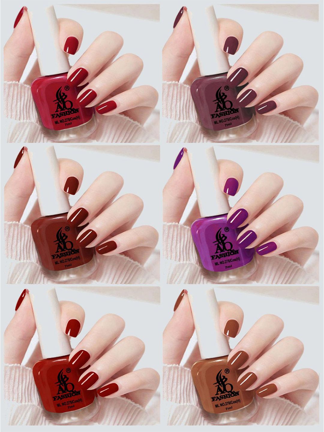 AQ FASHION Set Of 6 Glossy Quick Dry Nail Polish - 7 ml Each-image-35