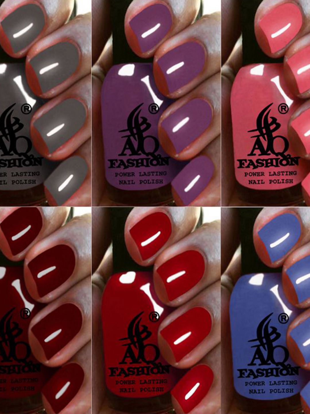 AQ FASHION Set Of 6 Power Lasting Glossy Quick Dry Nail Polish - 9 ml Each-image-2