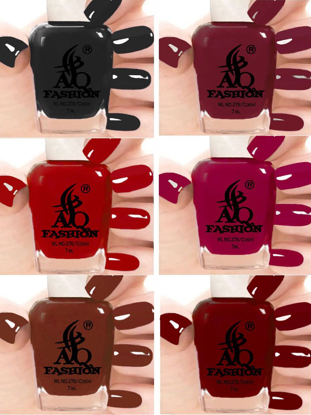AQ FASHION Set Of 6 Glossy Quick Dry Nail Polish - 7 ml Each-image-33