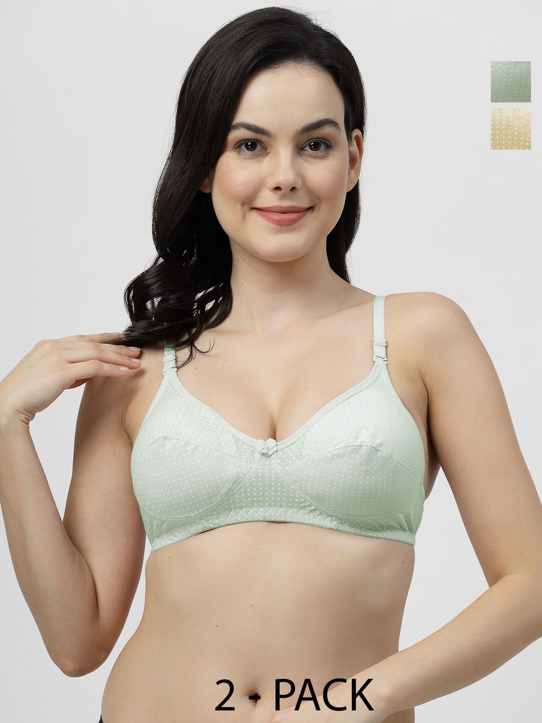 SHYAM SONS FLAIR Women Pack Of 2 Cotton Polka Dot Full Coverage Bra-picture-11