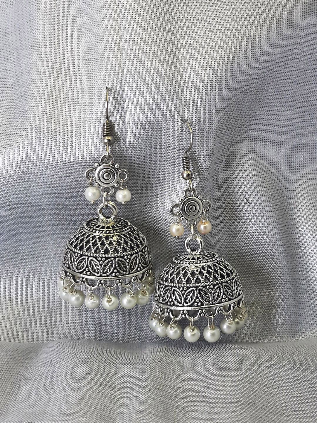 HOPMEE Artificial Beaded Dome Shaped Oxidised Jhumkas-picture-11