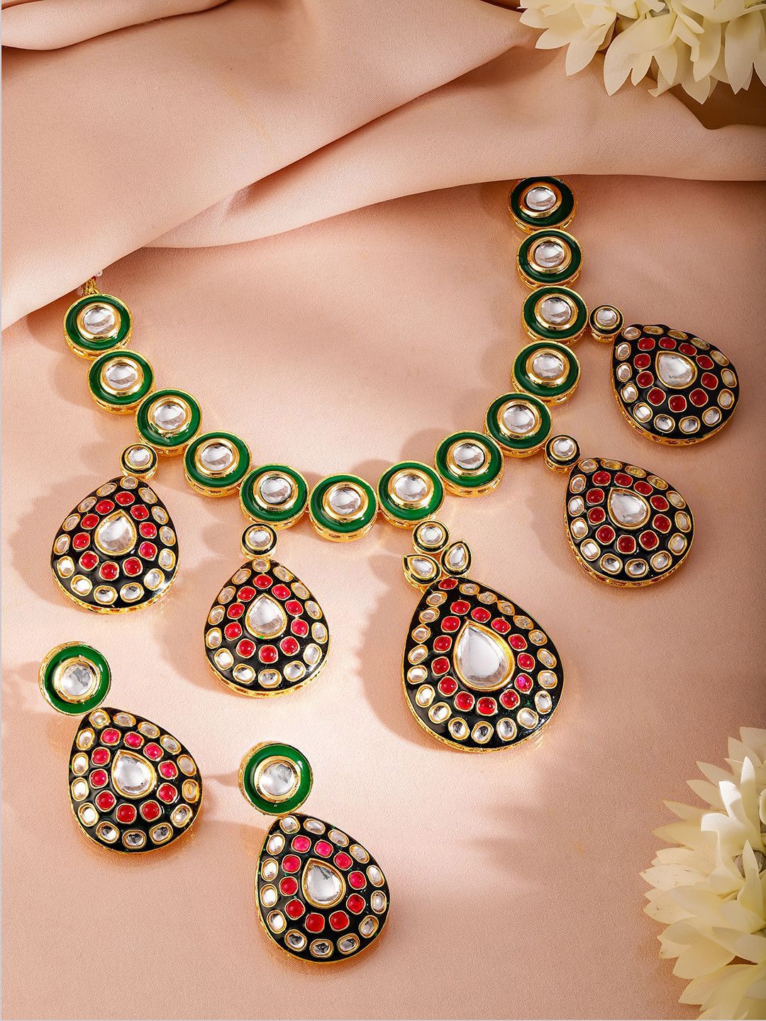 Rubans 24K Gold-Plated Kundan Studded Jewellery Set-picture-36