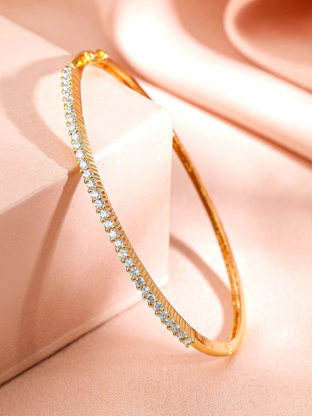 Rubans 22K Gold Plated Cubic Zirconia Bangles Style Bracelet-picture-20