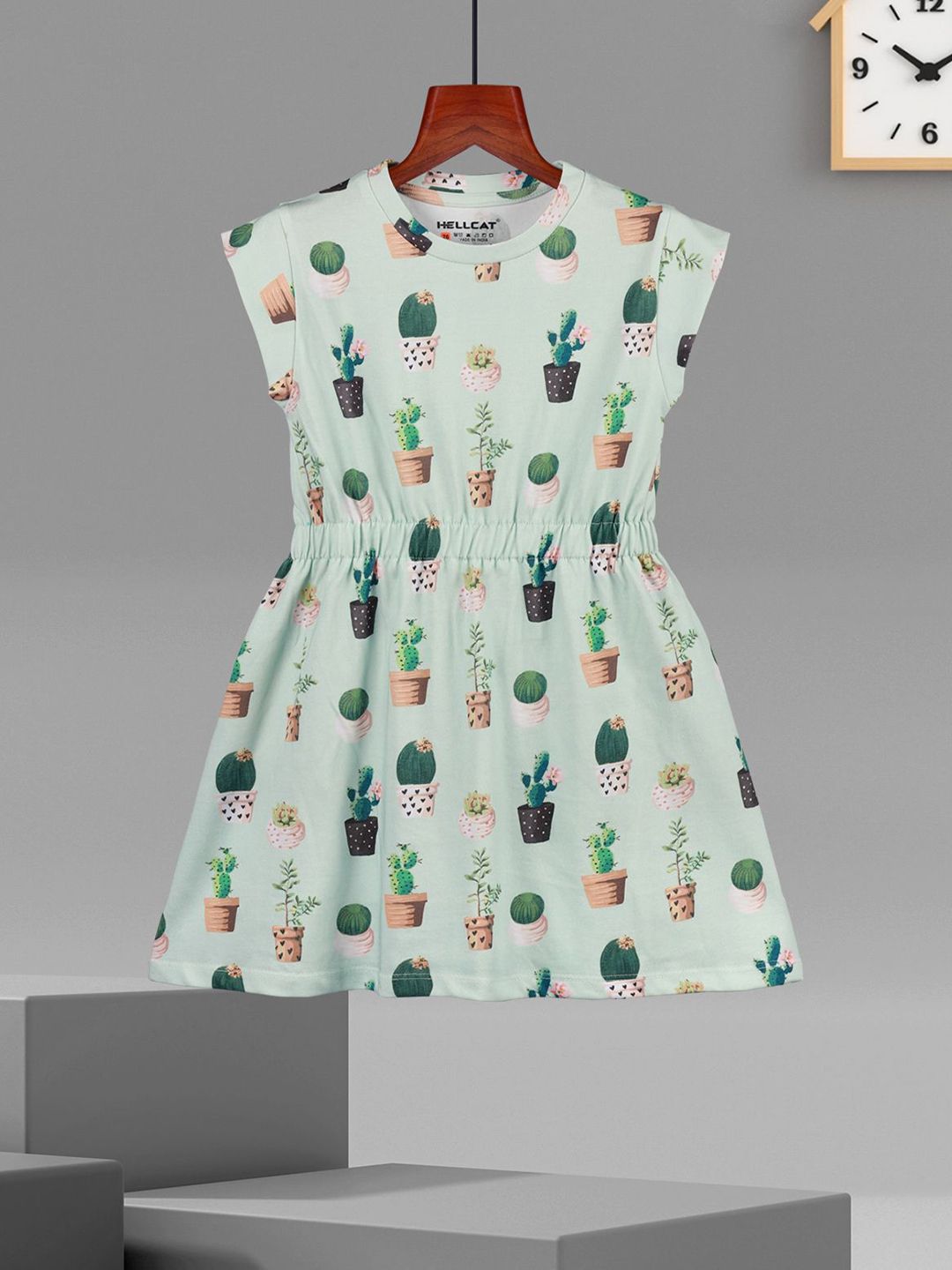 HELLCAT Girls Printed Cap Sleeves Cotton Fit and Flare Dress-picture-20