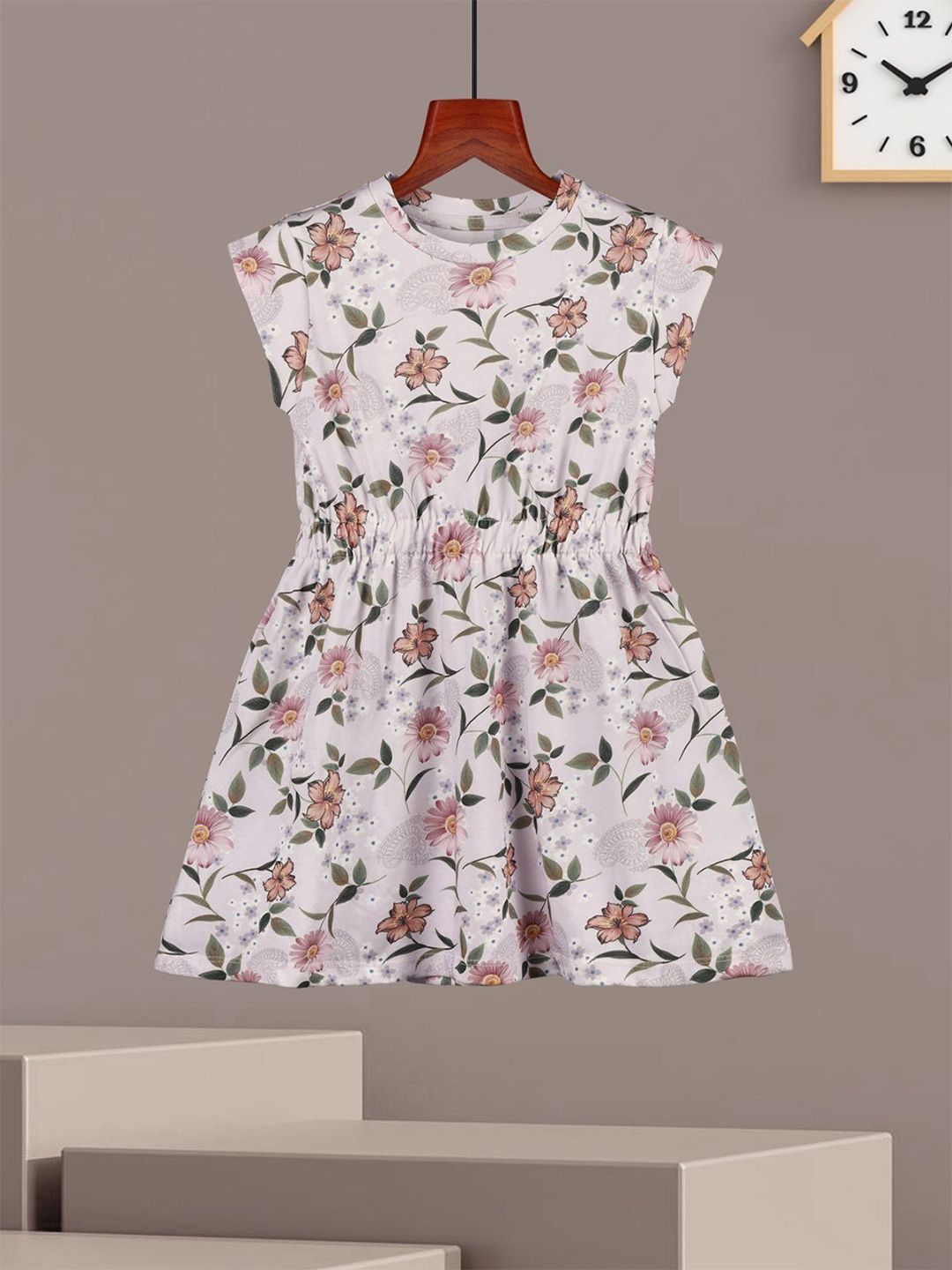 HELLCAT Girls Floral Printed A-Line Cotton Dress-picture-40