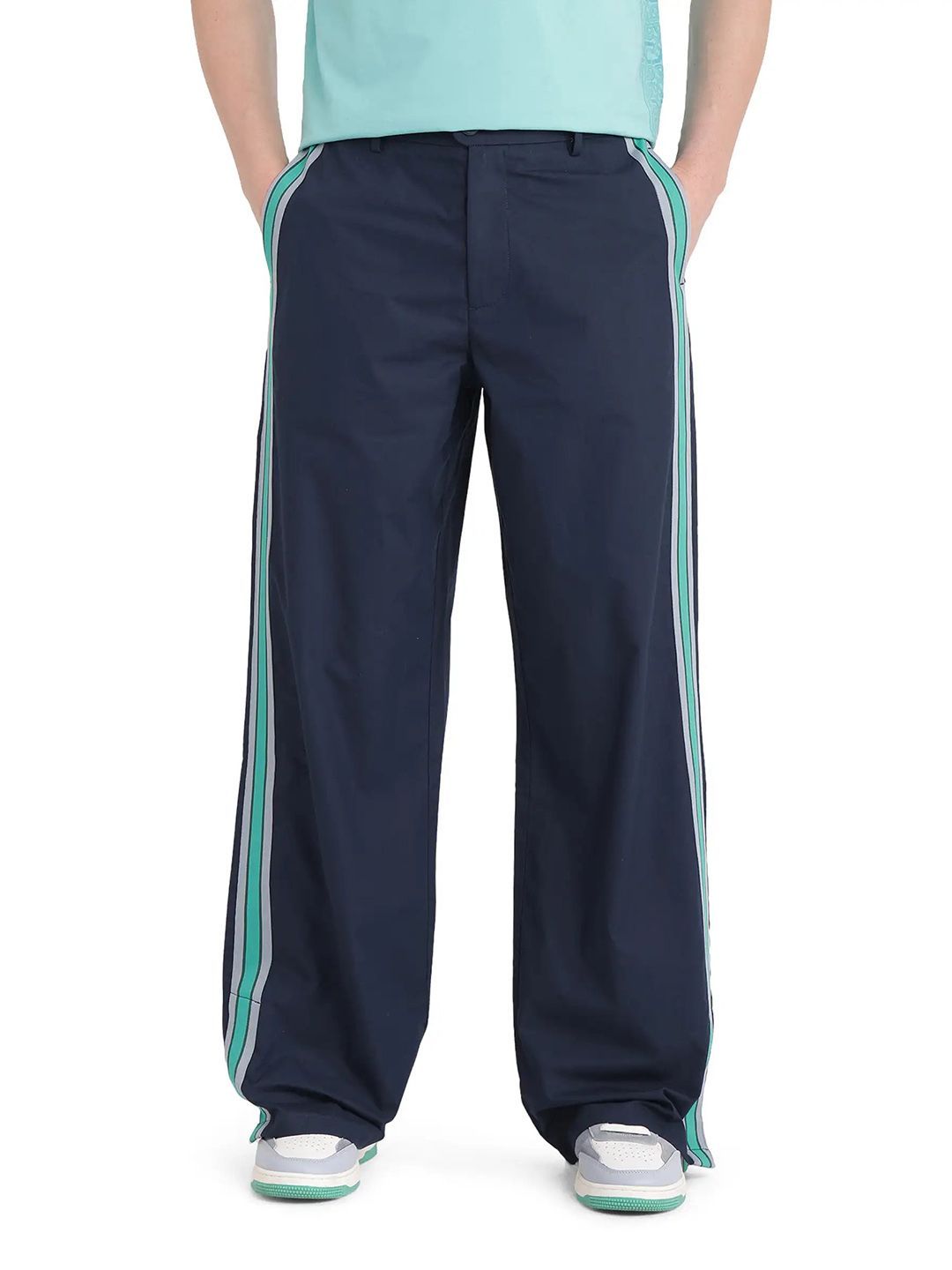 RARE RABBIT Men Newnon Primary Navy Cotton Trousers-picture-31