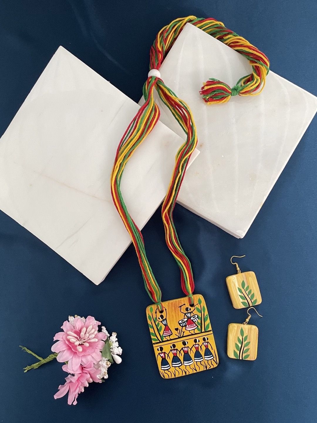 Digital Dress Room Hand Painted Warli Prints Necklace Set-picture-33