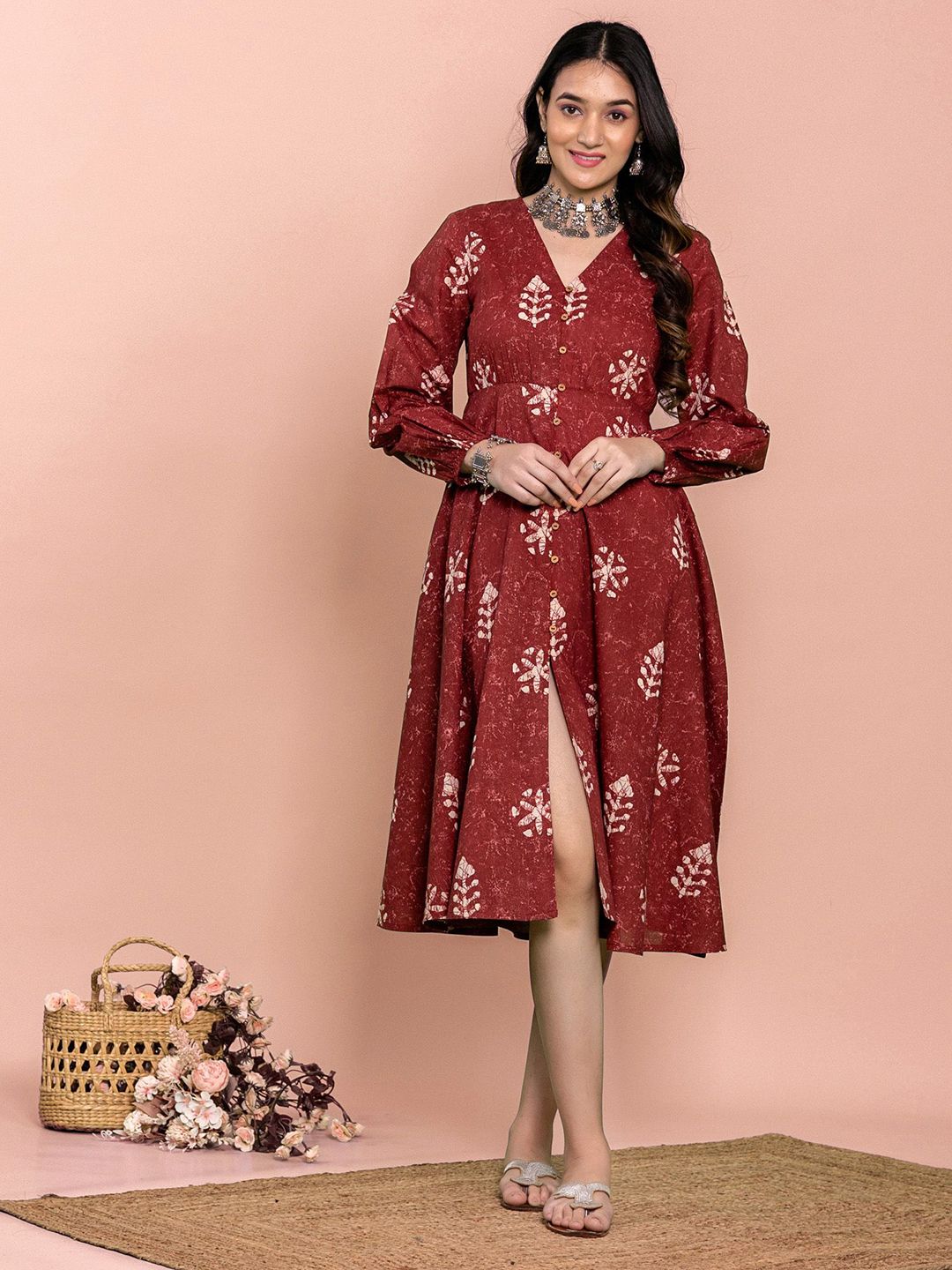 KASYA Floral Print Fit & Flare Midi Dress-picture-33