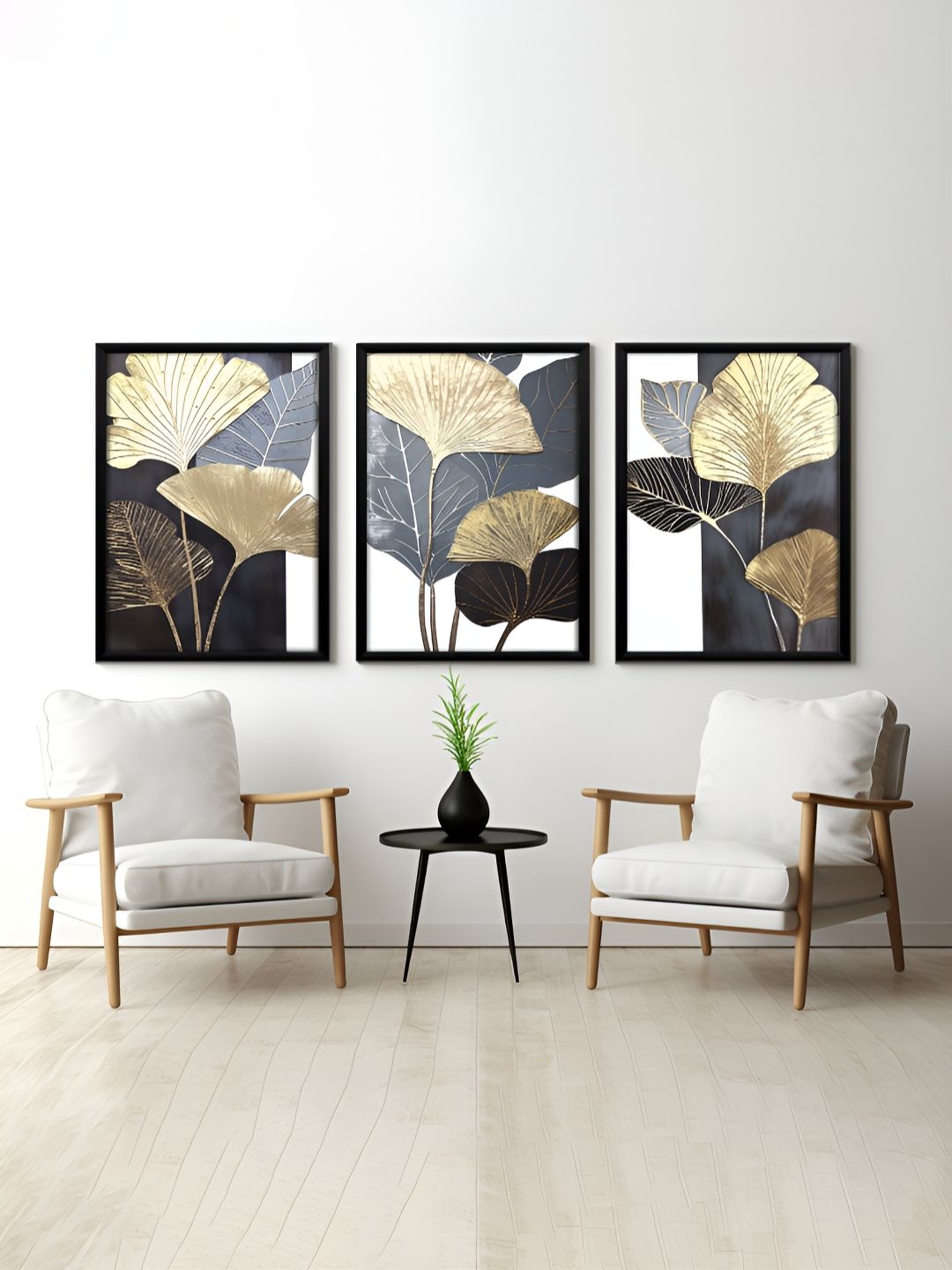 RANDOM Grey & Black 3 Pieces Floral Printed Painting Wall Art-image-39