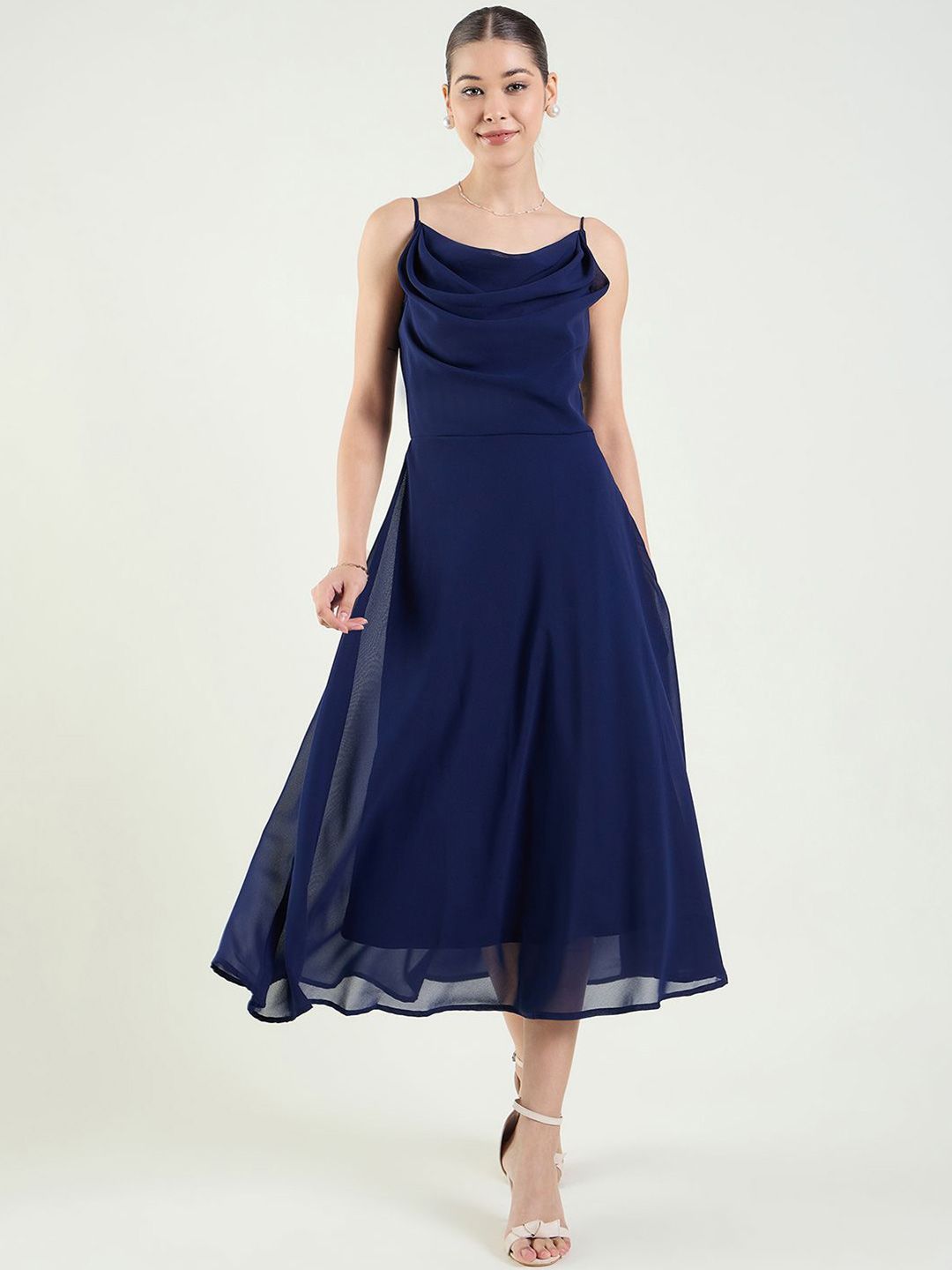 aayu Women Cowl Neck Fit & Flare Midi Dress-picture-10