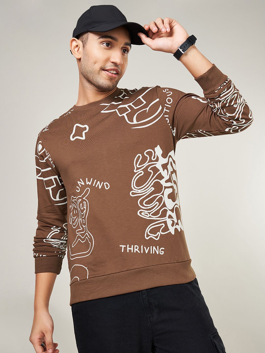 People Men Round Neck Pullover Cotton Sweatshirt-picture-34