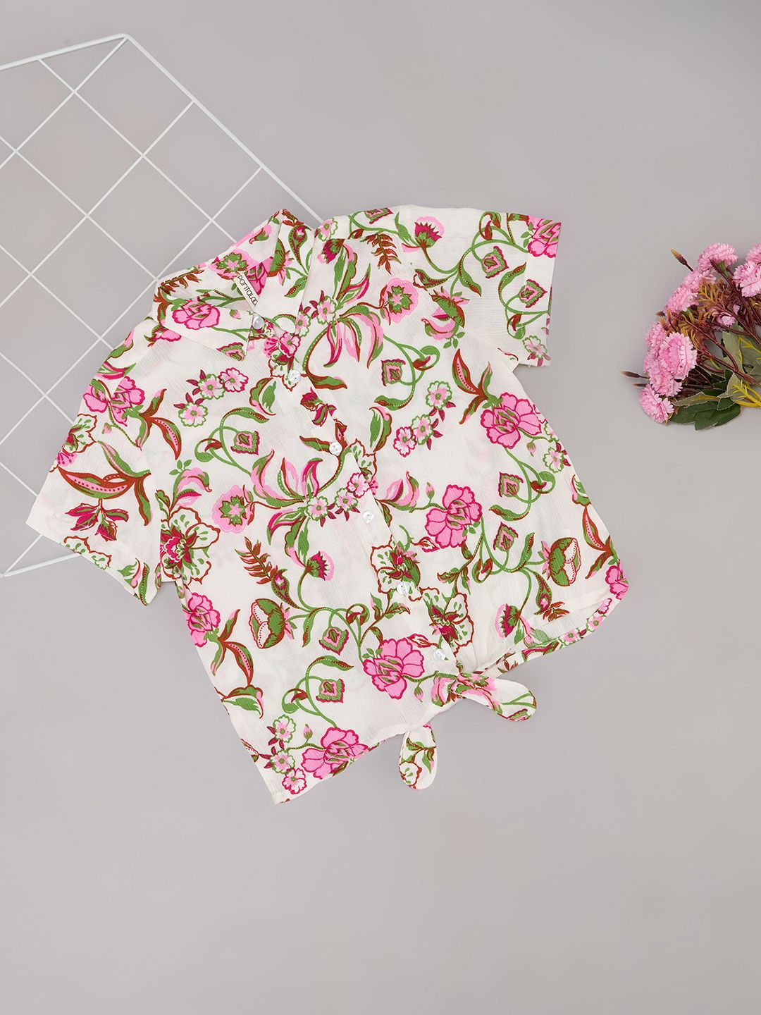 Pantaloons Junior Girls Floral Printed Shirt Style Top-picture-54