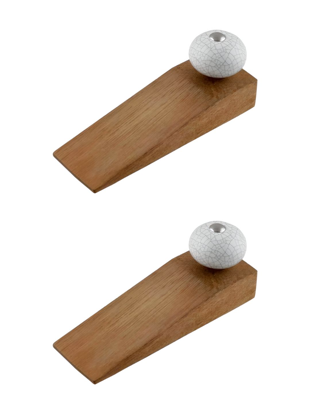 Indianshelf Brown & Grey 2 Pieces Wooden Crackle Door Stopper-picture-36