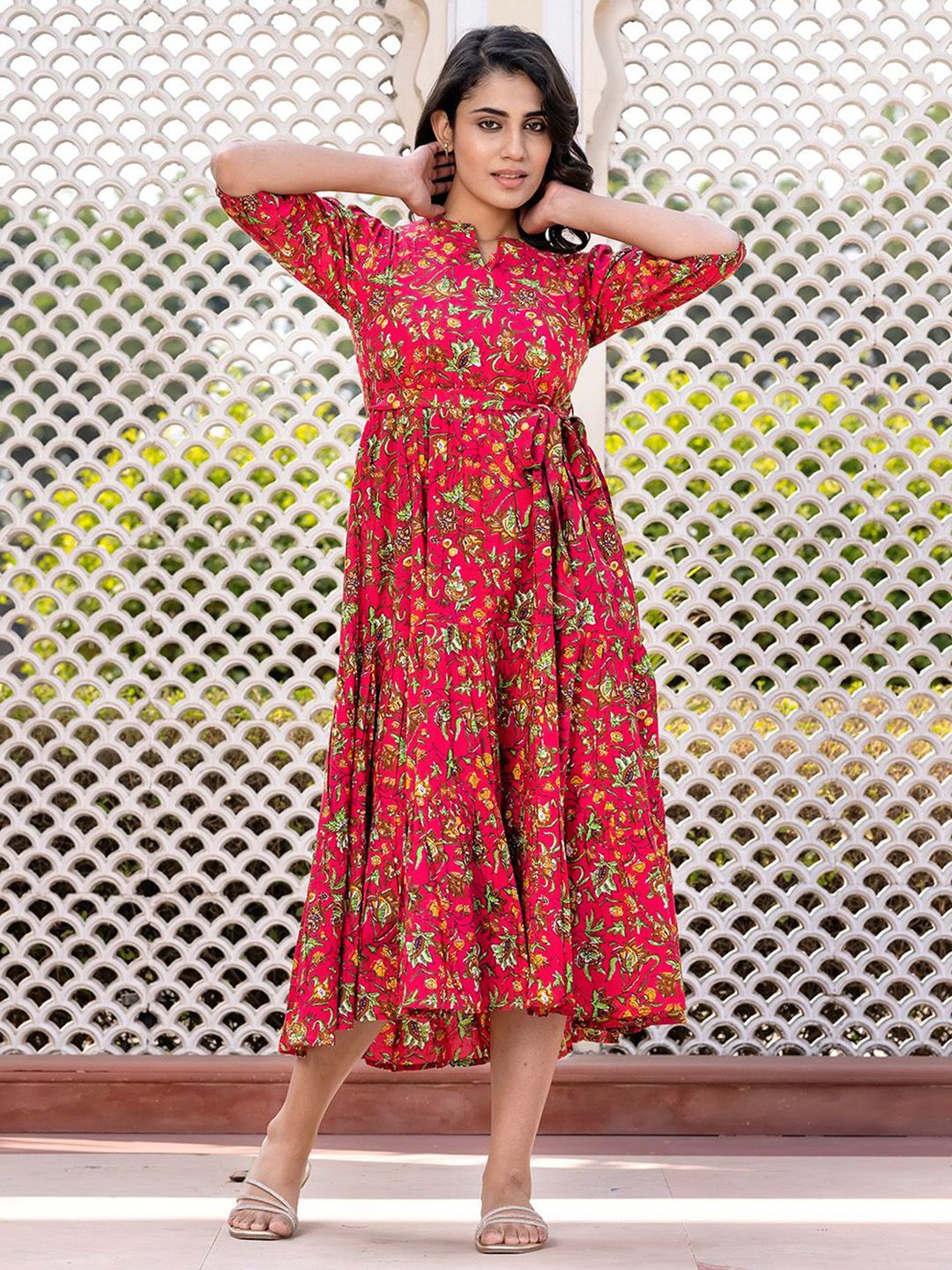 Jaitpuriya Floral Print Puff Sleeve Maxi Dress-picture-28