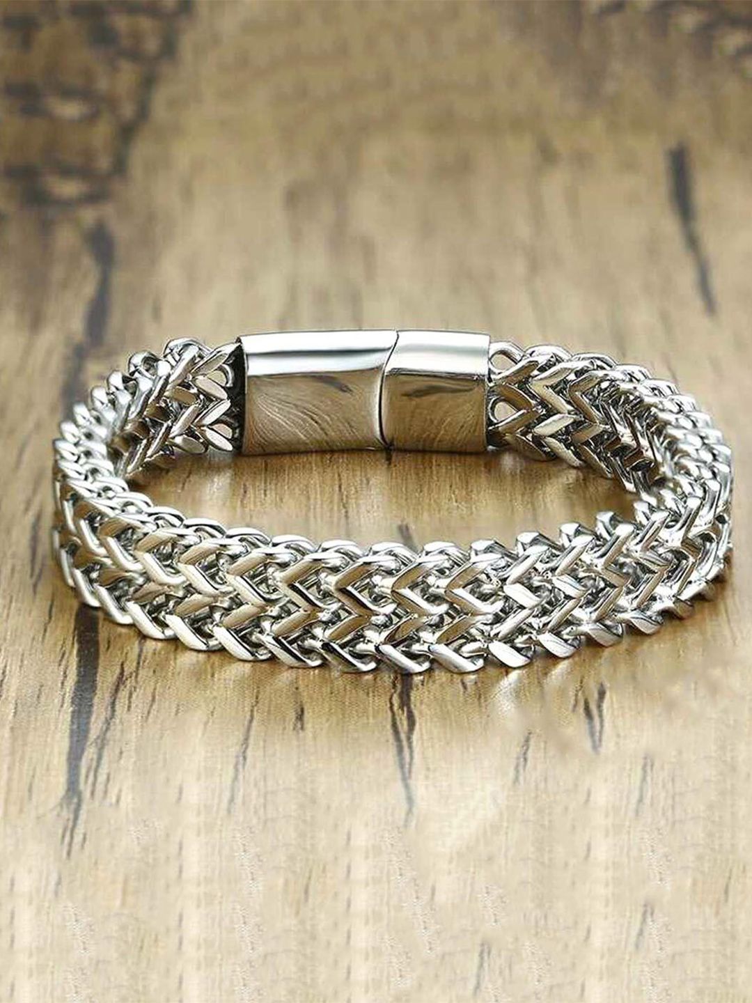 The Roadster Lifestyle Co Men Silver-Plated Kada Bracelect-picture-31