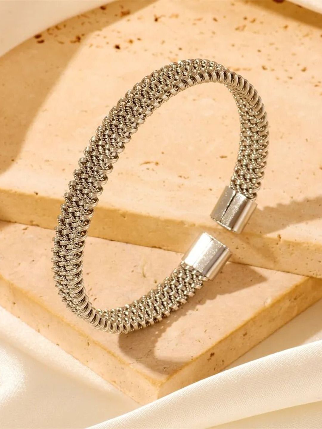 The Roadster Lifestyle Co Men Silver plated Cuff Bracelet-picture-13