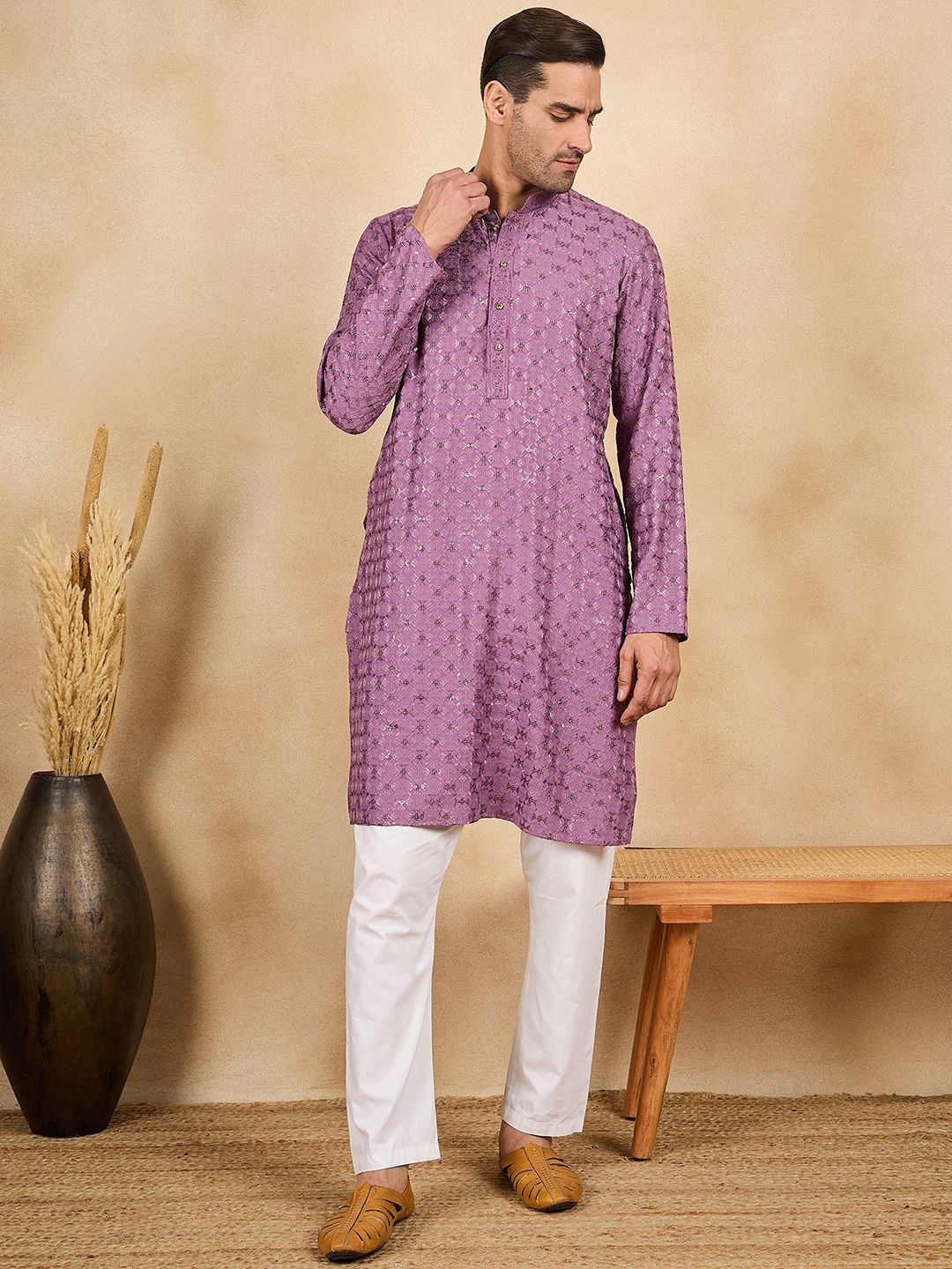 HERE&NOW Men Geometric Kurta-picture-18