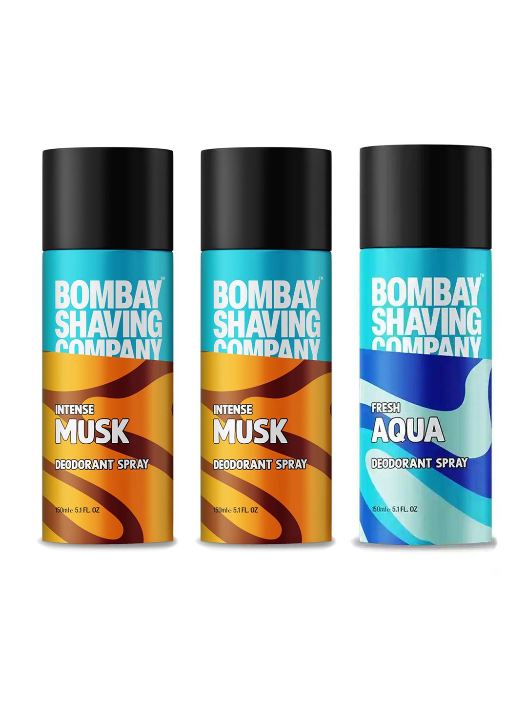 Bombay Shaving Company Men Set of 3 Deodorants 150 ml each - 2 Intense Musk & 1 Fresh Aqua-picture-38