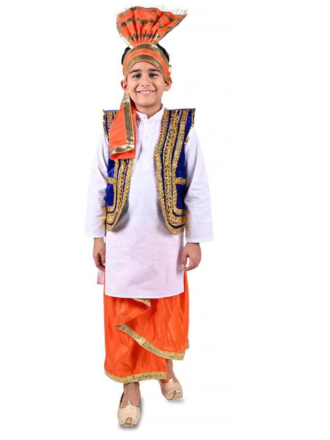 itsmycostume Boys Band Collar Long Sleeves Kurta With Dhoti Pant With Jacket With Turra-picture-21