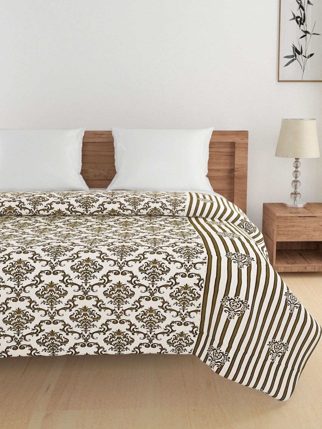 SWAYAM Brown & White Floral AC Room 150 GSM Double Bed Comforter-picture-17