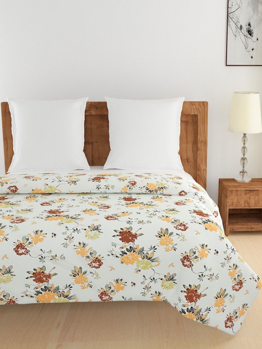 SWAYAM Yellow & Brown Floral AC Room 150 GSM Double Bed Comforter-picture-12