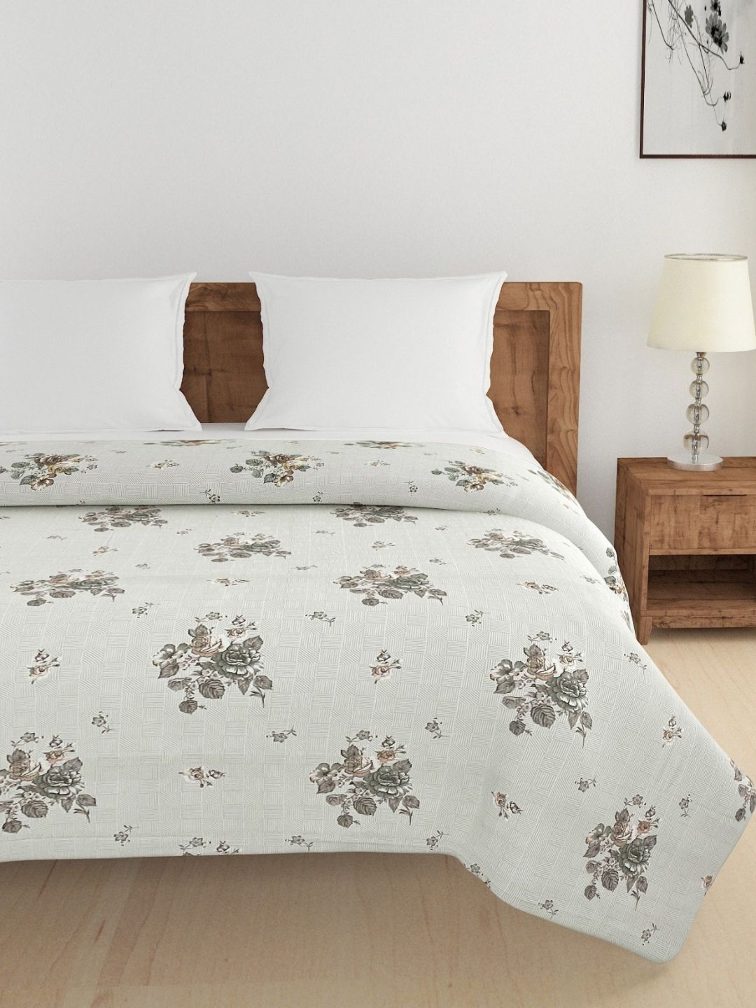 SWAYAM Grey & White Floral AC Room 150 GSM Double Bed Comforter-picture-9