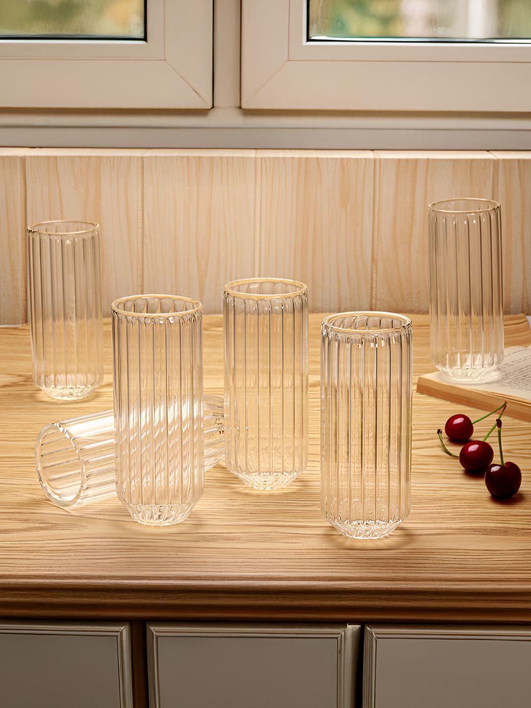 Troveas Transparent 6 Pieces Texture Highball Bar Glasses-picture-36