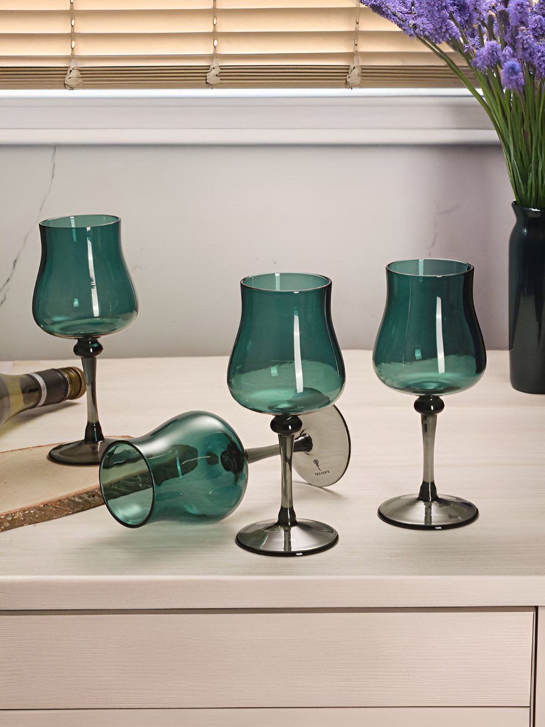 Troveas Green & Brown 4 Pieces Wine Glasses 130 ML-picture-25