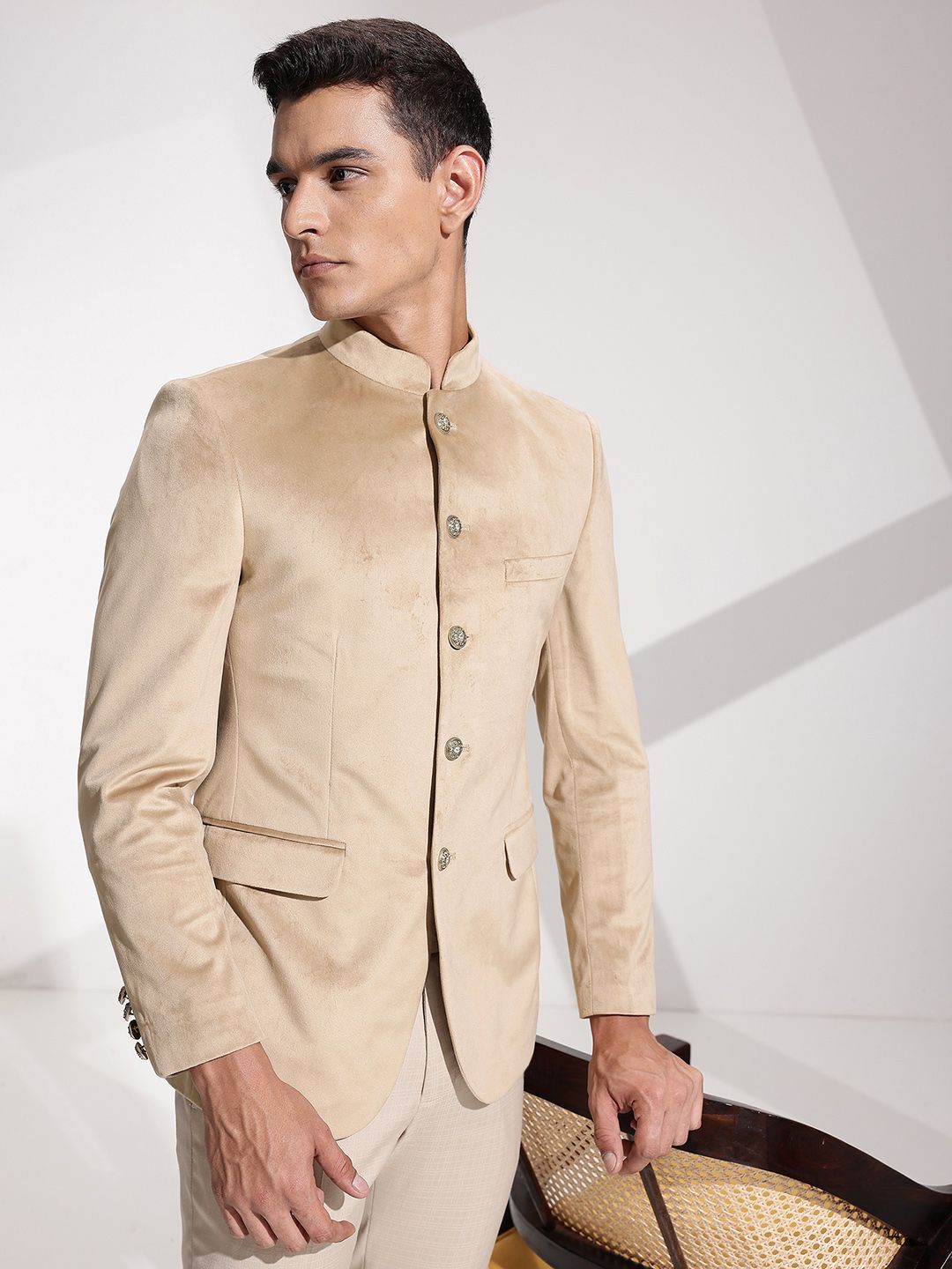 INVICTUS Mandarin Collar Slim Fit Party Bandhgala Blazers-picture-30