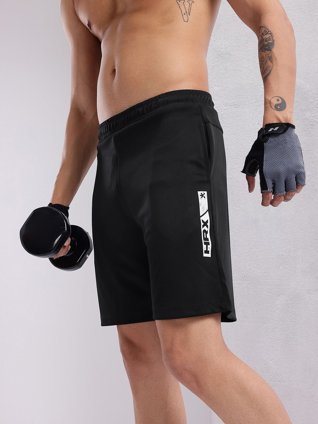 HRX by Hrithik Roshan Men Brand Logo Printed Mid-Rise Rapid-Dry Training Shorts-picture-24