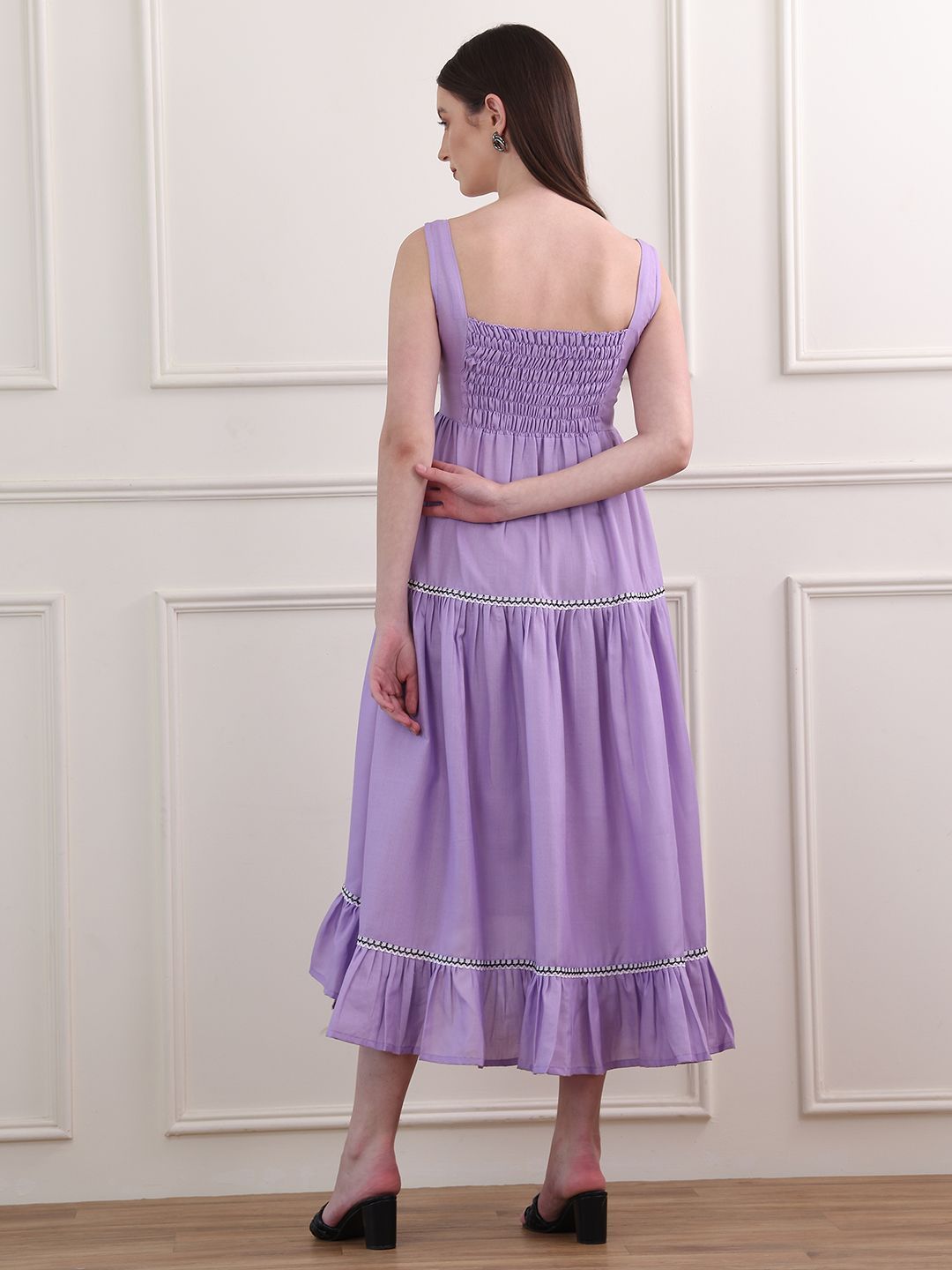 Buy OBSHIVKA Women Cotton Ruffled Fit & Flare Midi Dress - Dresses for ...