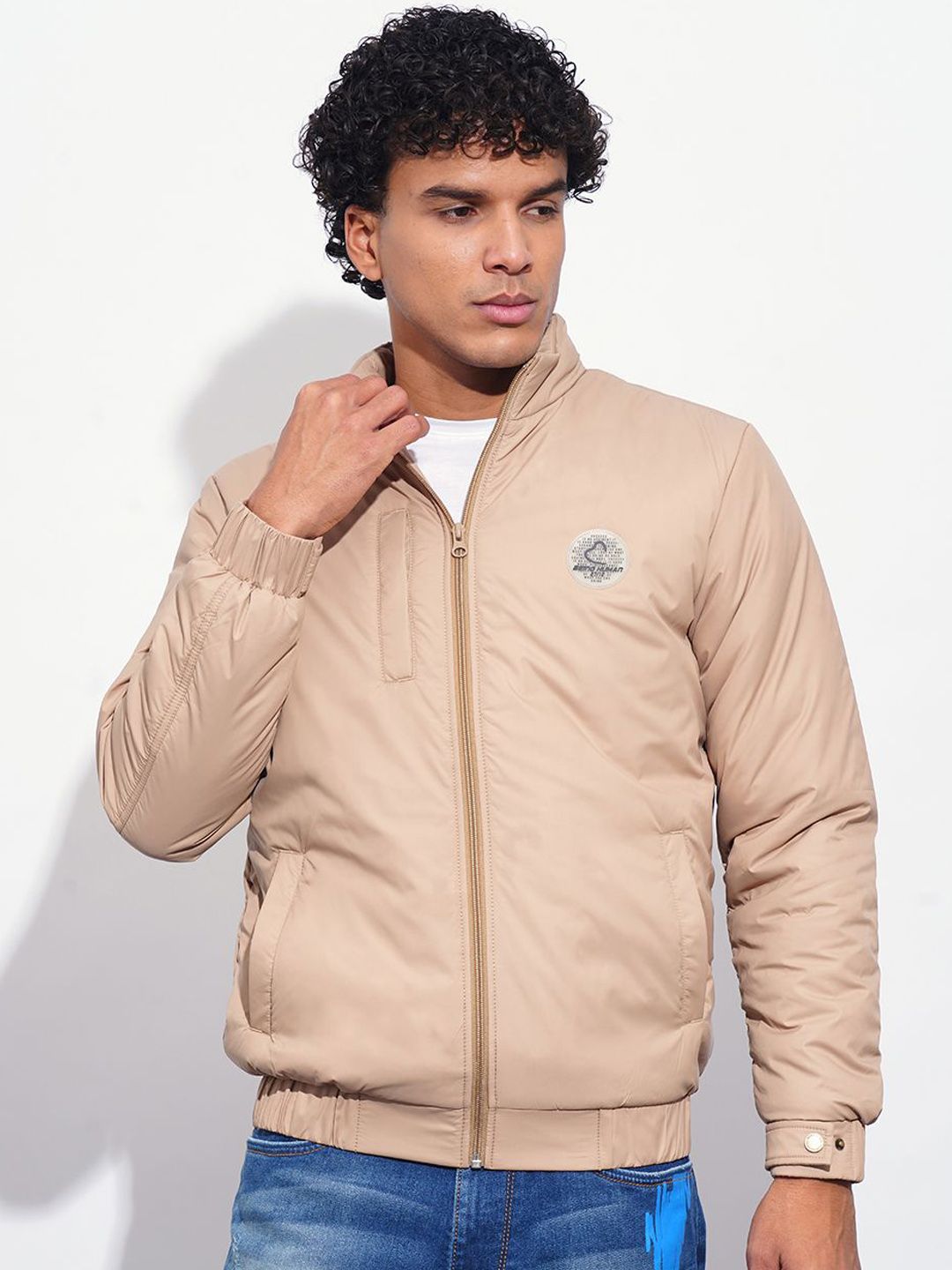 Being Human Men Mock Collar Solid Casual Bomber Jacket-picture-27