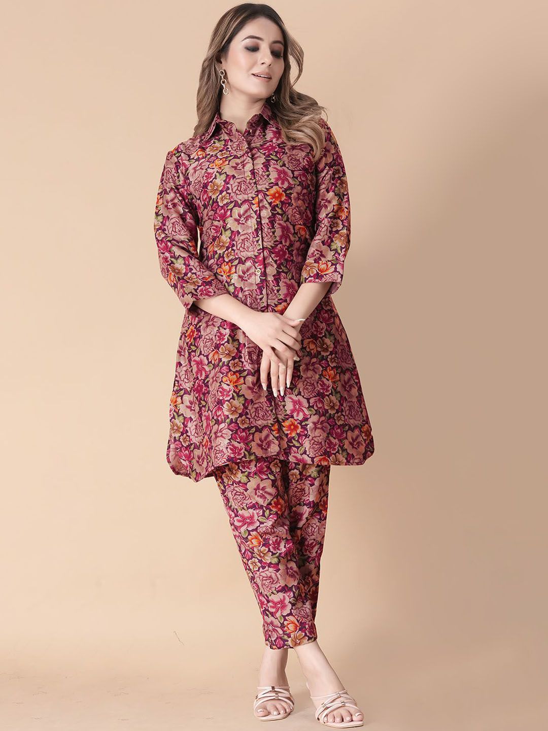 SHINISHA Foil Floral Printed Tunic & Trouser