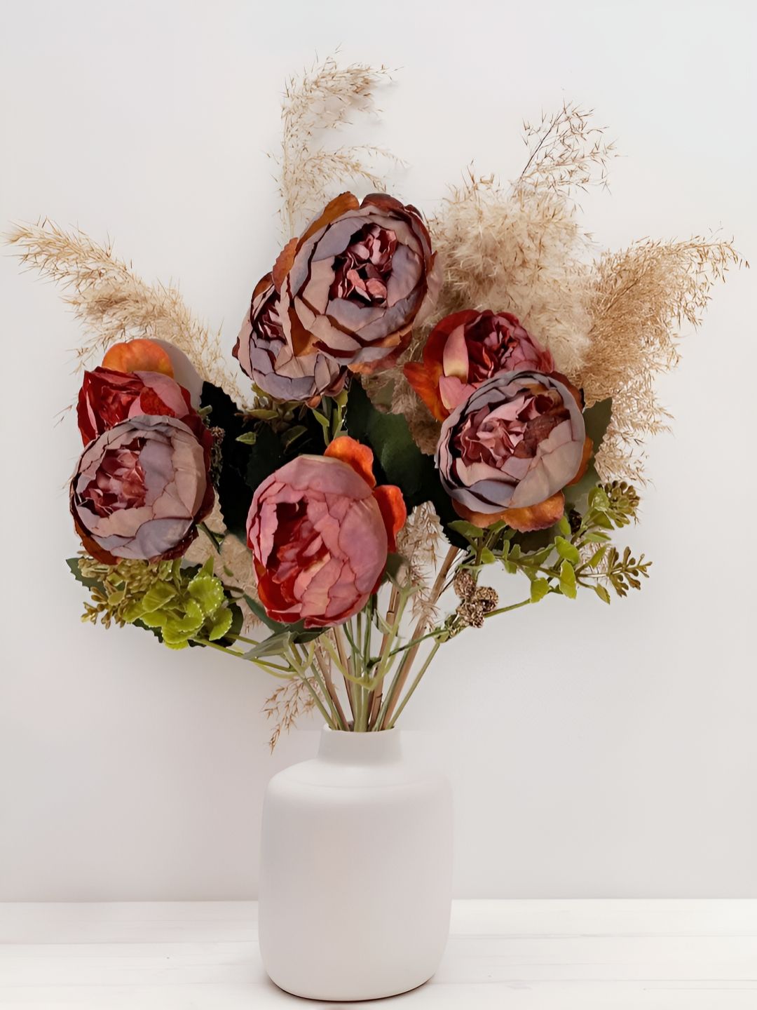 ARTSY Maroon & Green Peony Artificial Flower