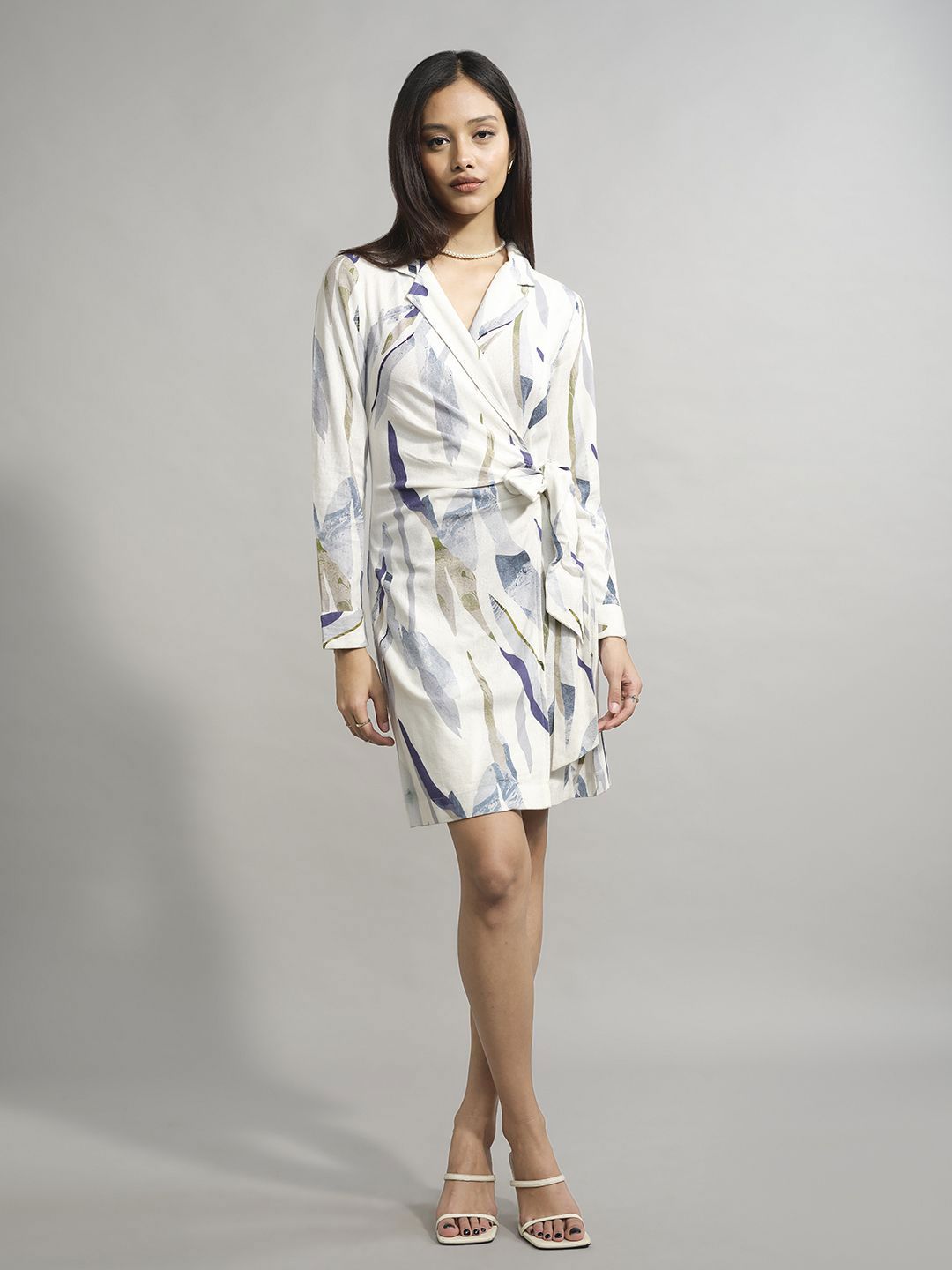 AND Women Abstract Printed Wrap Above Knee Dress-image-45