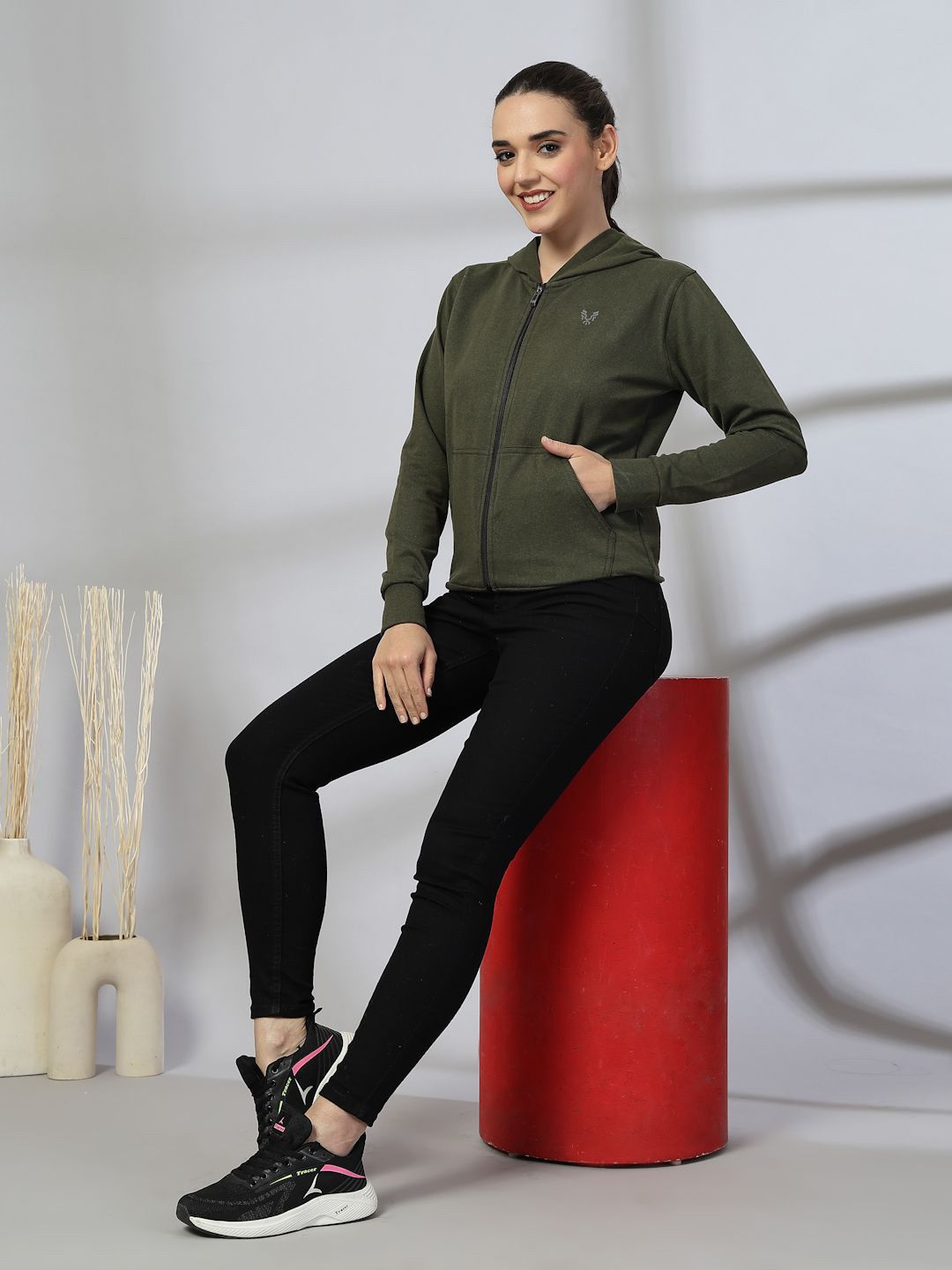 UZARUS Women Cotton Hooded Front-Open Sweatshirt-picture-17
